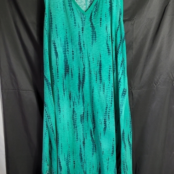 Terra & Sky Dresses Maxi Dress Sleeveless Tee Shirt Dress 3x Green